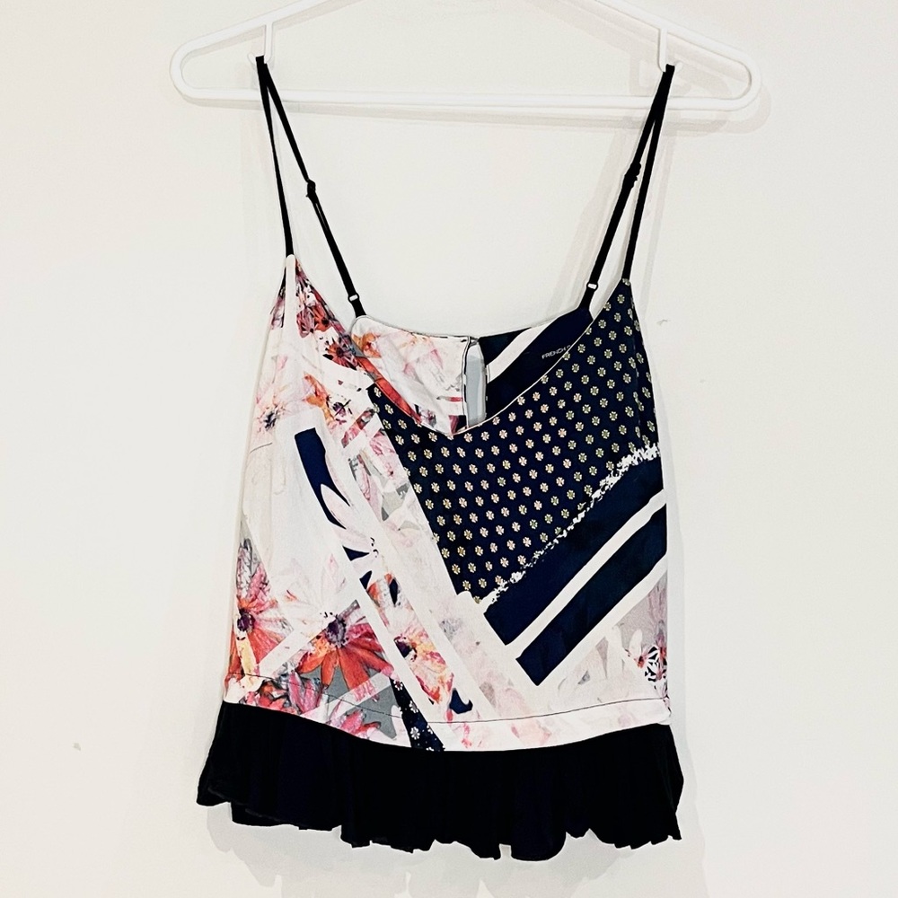 French Connection Floral Polka Dot Ruffle Camisole Size 4